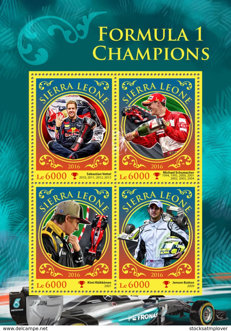 Sierra Leone 2016  Formula 1 Champions Racing Car - Sierra Leone (1961-...)