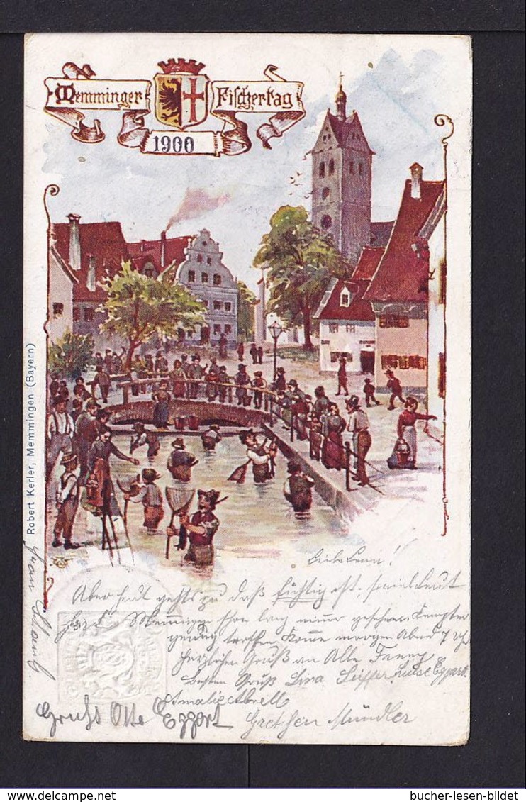 5 Pf. Privat Ganzsache "Fischertag Memmingen" - Gebraucht 1900 - Poissons