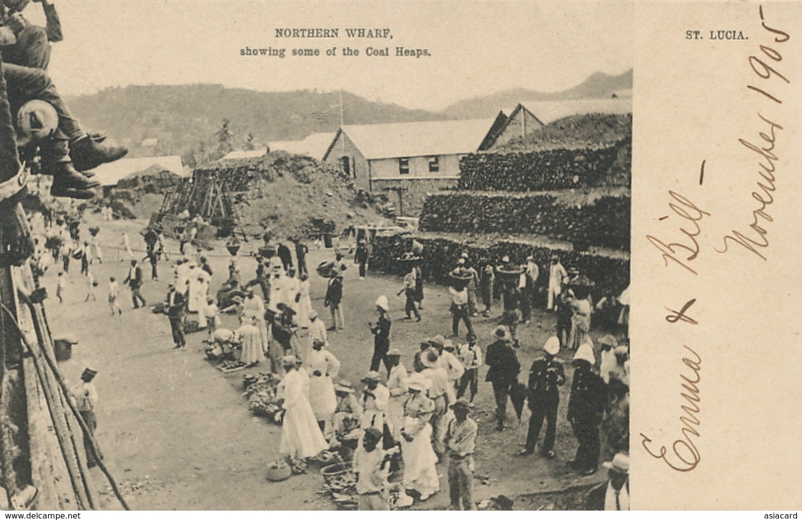 St Lucia .  Northern Wharf Showing Some Of The Coal Heaps Undivided Back - Saint Lucia