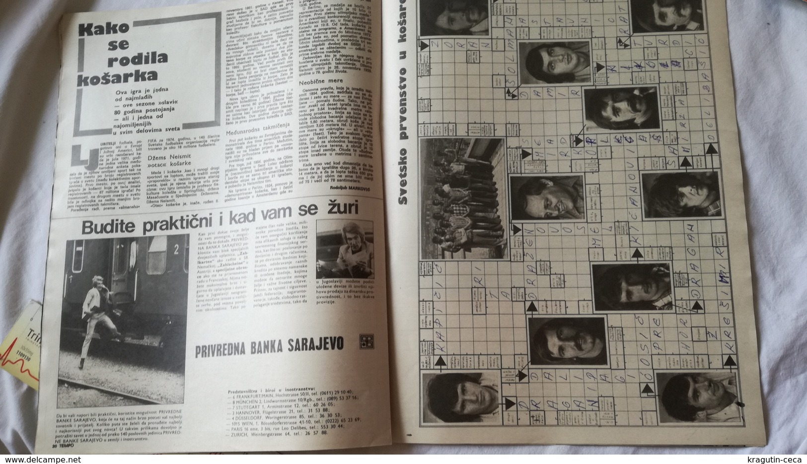 1974 TEMPO YUGOSLAVIA SERBIA SPORT FOOTBALL MAGAZINE NEWSPAPER WM74 CHAMPIONSHIP DZAJIC FOGST MUNDIAL RIJEKA Johan Johan - Sport
