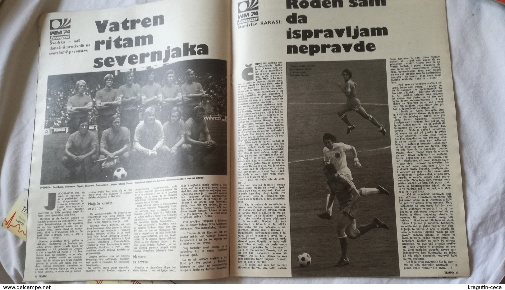 1974 TEMPO YUGOSLAVIA SERBIA SPORT FOOTBALL MAGAZINE NEWSPAPER WM74 CHAMPIONSHIP DZAJIC FOGST MUNDIAL RIJEKA Johan Johan - Sports