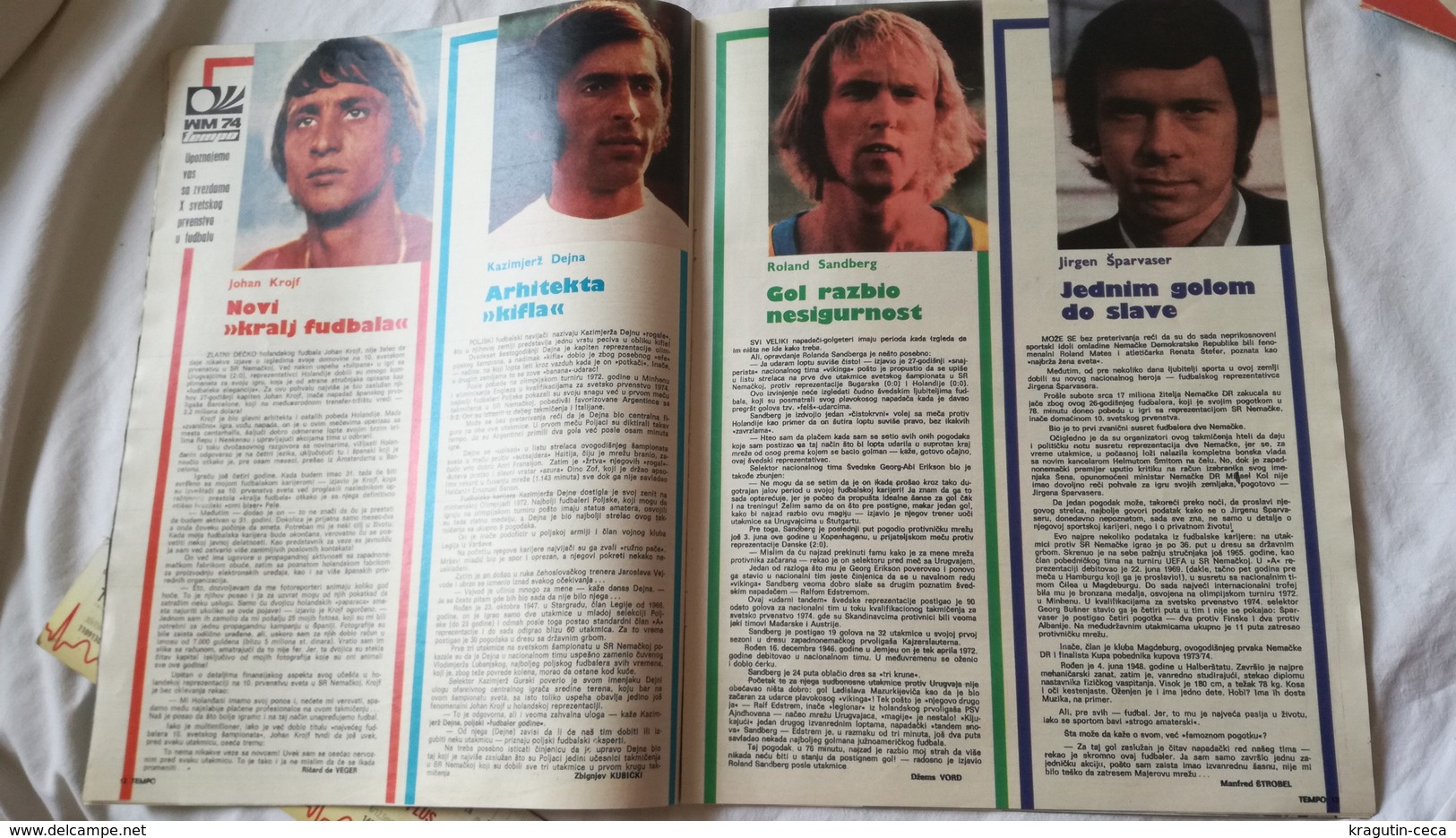 1974 TEMPO YUGOSLAVIA SERBIA SPORT FOOTBALL MAGAZINE NEWSPAPER WM74 CHAMPIONSHIP DZAJIC FOGST MUNDIAL RIJEKA Johan Johan
