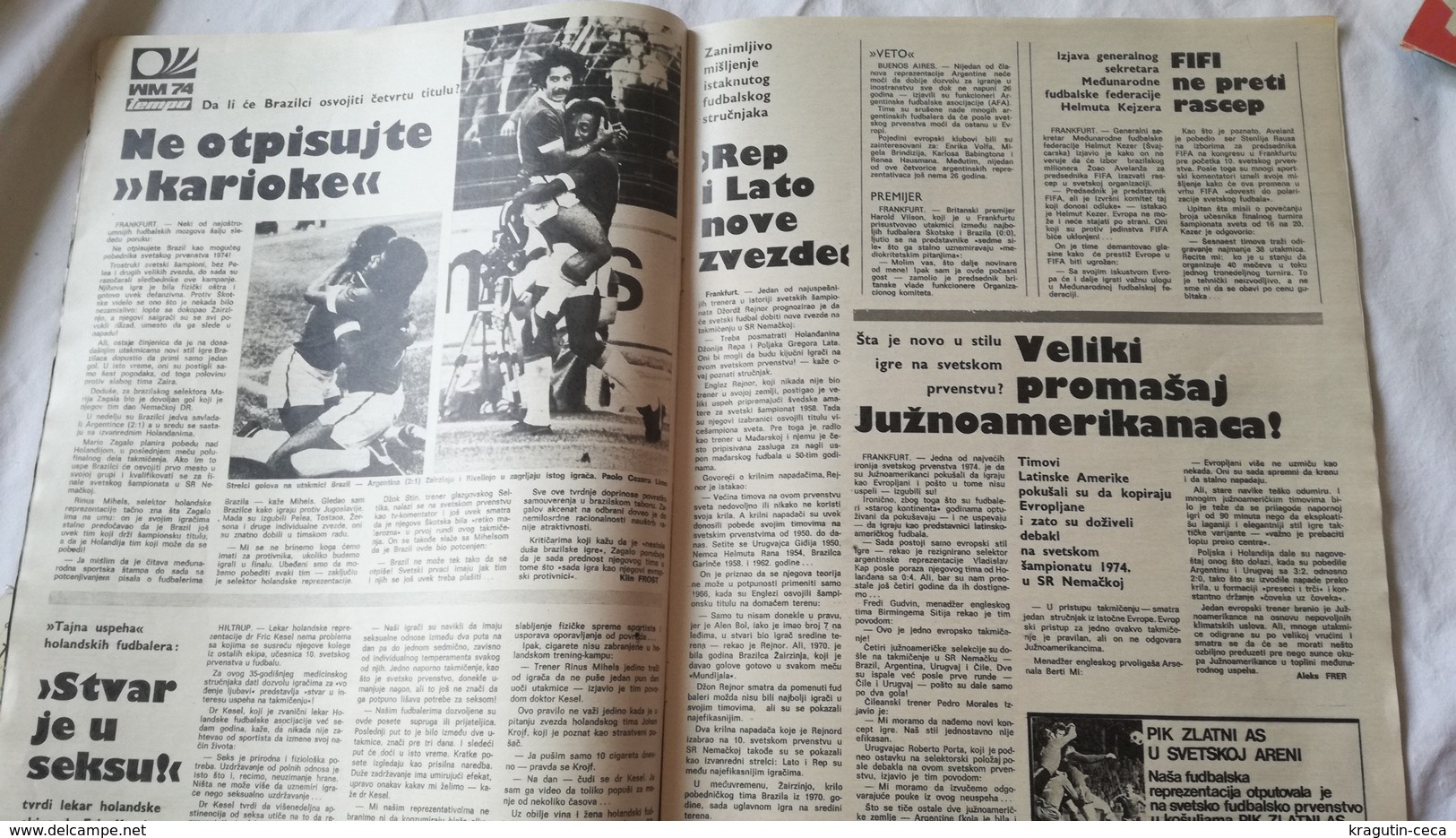 1974 TEMPO YUGOSLAVIA SERBIA SPORT FOOTBALL MAGAZINE NEWSPAPER WM74 CHAMPIONSHIP DZAJIC FOGST MUNDIAL RIJEKA Johan Johan