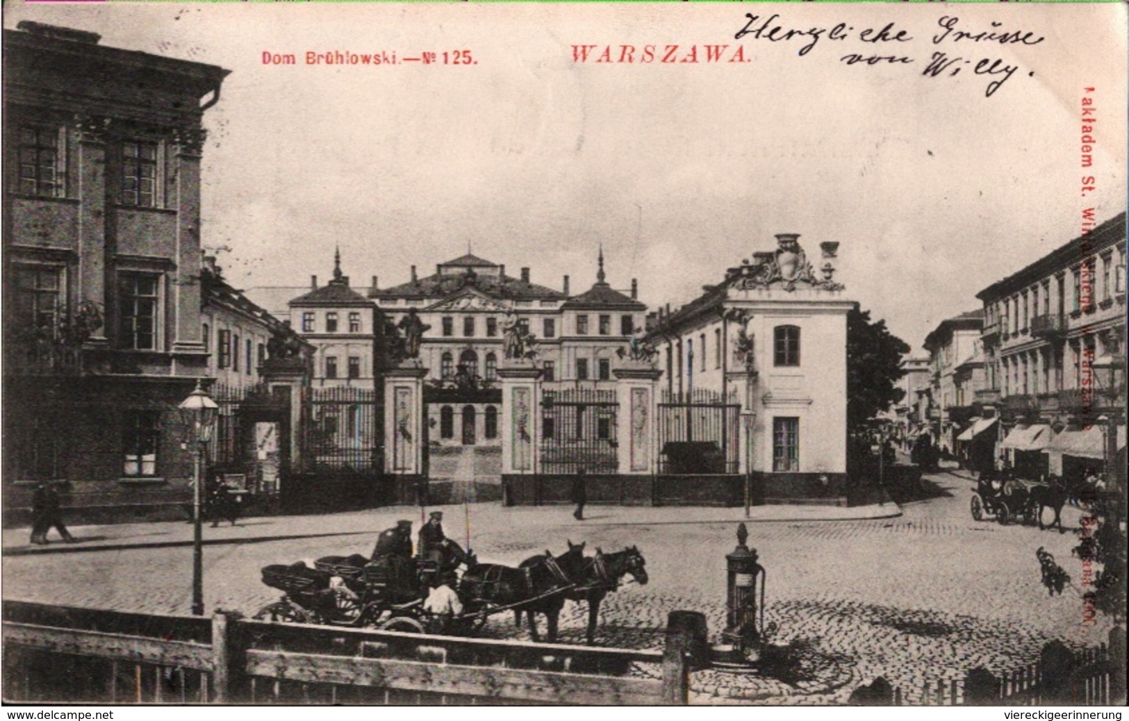 ! 1901 Alte Ansichtskarte Aus Warschau, Warszawa, Dom Brühlowski No.125, Polen, Poland, Pologne - Polen