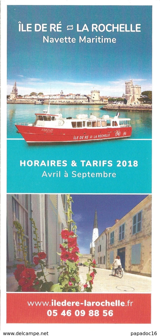 Horaires & Tarifs 2018 - Navette Maritime Ile De Ré - La Rochelle (avril à Septembre) - Europe