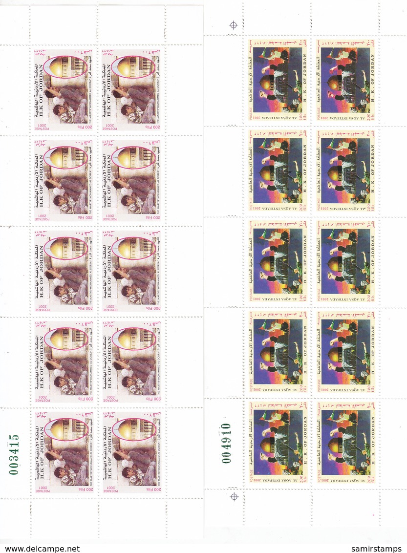 JORDAN 2001, M.Dorra + Intifada 4 V. In  Compl.sheets Unfolded  10 Sets Cpl MNH- Scarce- Reduced Pr. SKRILL PAYMENT ONLY - Jordan