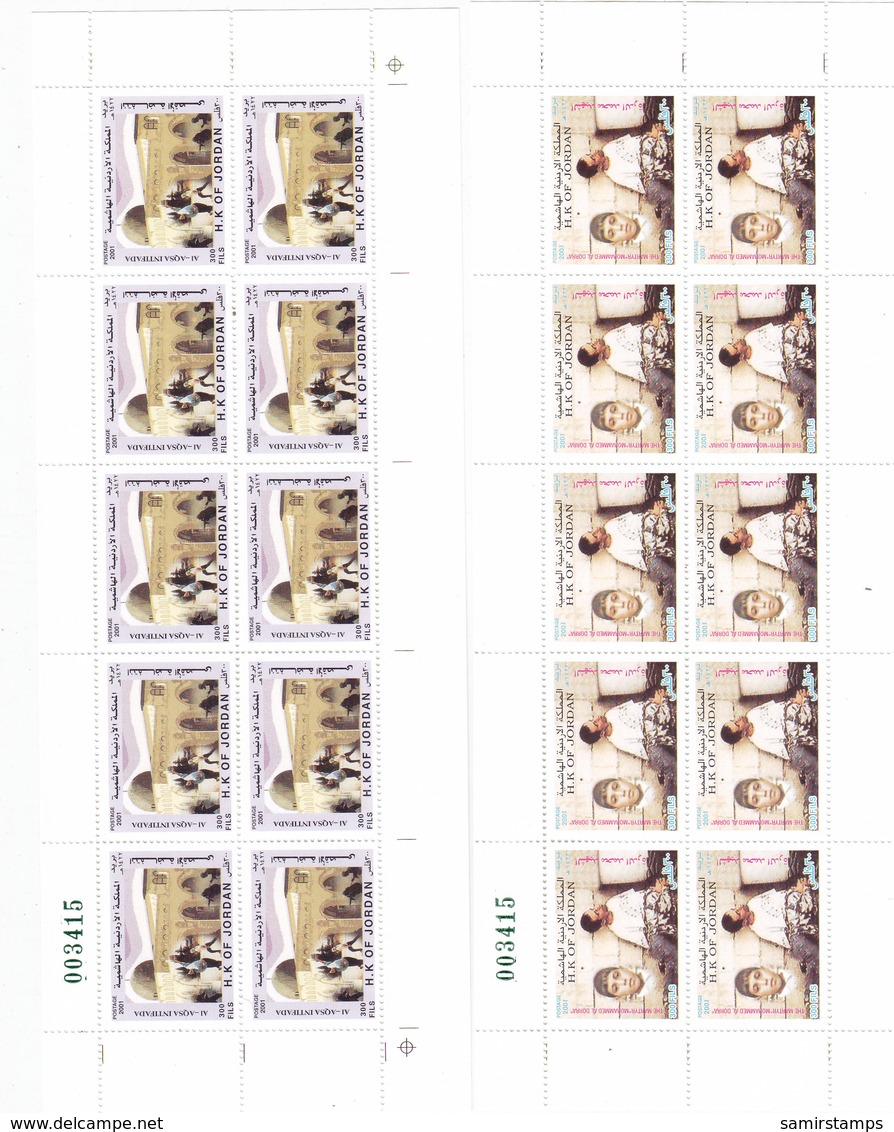 JORDAN 2001, M.Dorra + Intifada 4 V. In  Compl.sheets Unfolded  10 Sets Cpl MNH- Scarce- Reduced Pr. SKRILL PAYMENT ONLY - Jordan