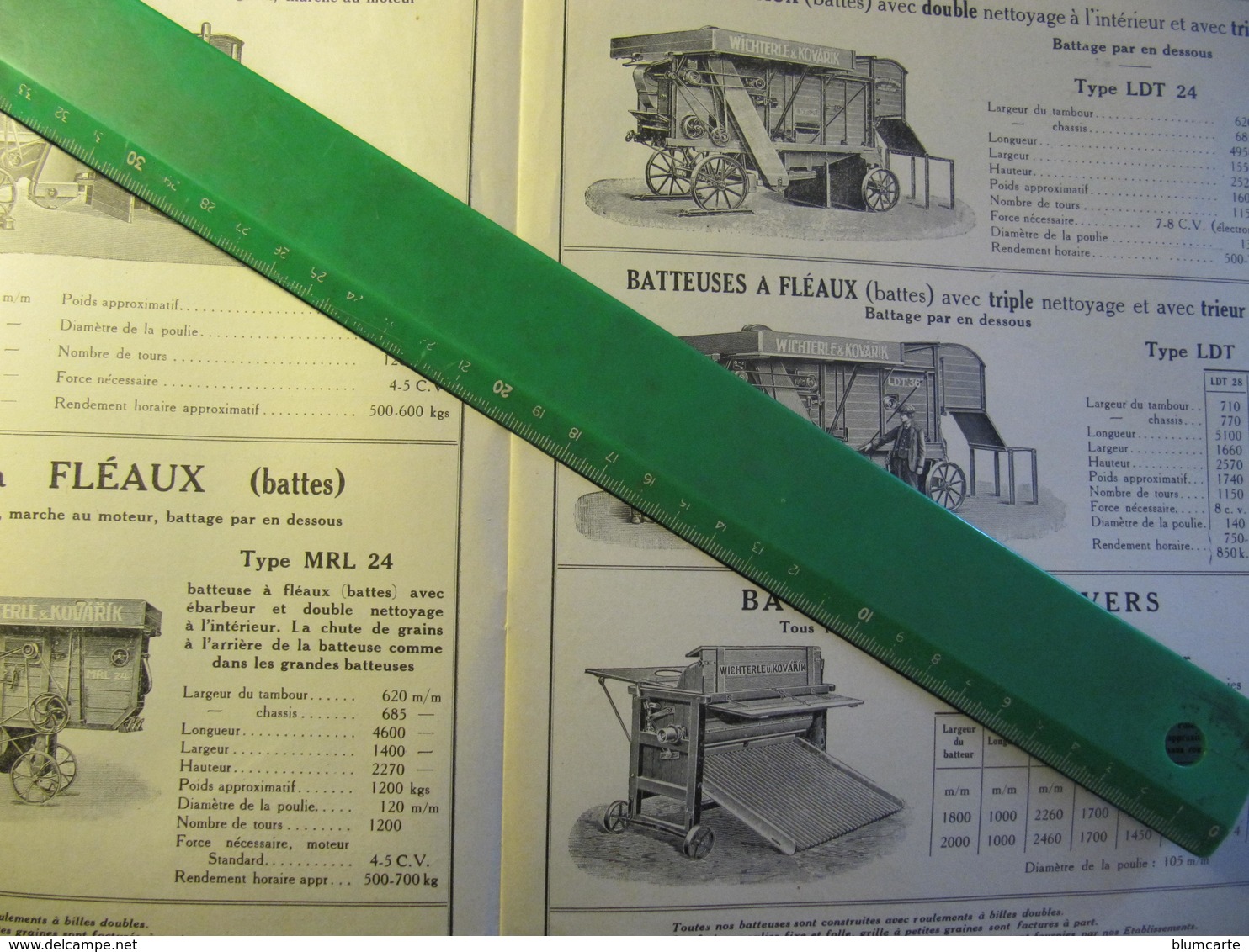 Feuillet Pub - WICHTERLE & KOVARIK à PROSTEJOV TCHECOSLOVAQUIE - BATTEUSES - PRESSE A PAILLE - Agricultura