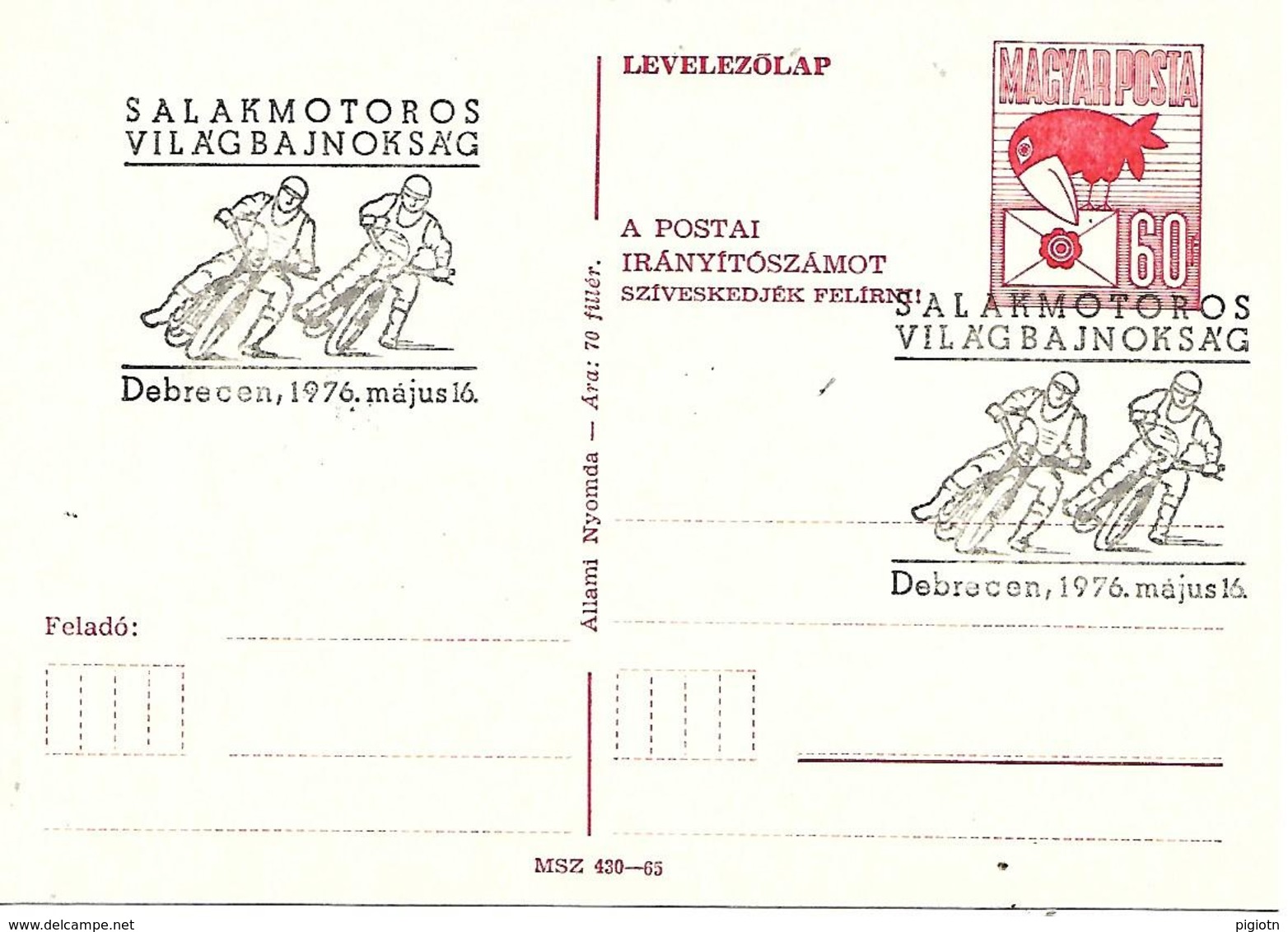 COR182 - ANNULLO UNGHERIA - MOTO MOTOCICLISMO - MONDIALE MOTOCROSS  - 16.05.1976 - Moto