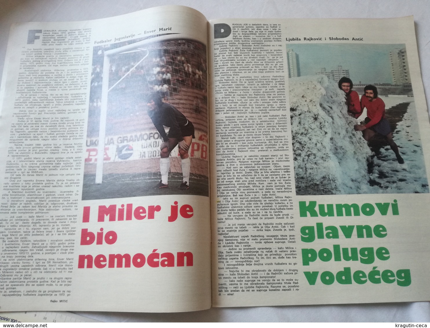 1974 TEMPO YUGOSLAVIA SERBIA SPORT FOOTBALL MAGAZINE NEWSPAPERS WM74 CHAMPIONSHIPS WOMAN HANDBALL Anatoly Karpov CHESS