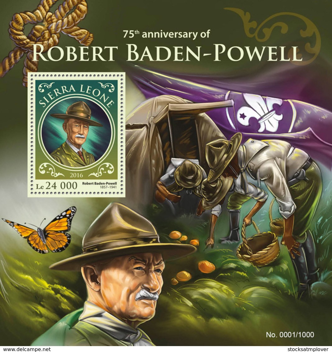 Sierra Leone 2016  Robert Baden-Powell Scout Butterfly - Sierra Leone (1961-...)