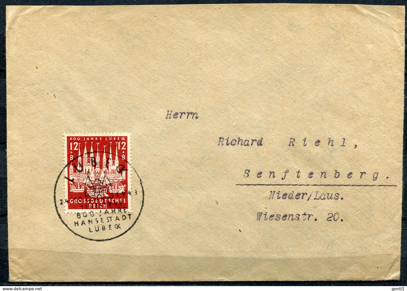 German Empires,DR 1943 First Day Cover Mi.Nr.862 EF "800 Jahre Hansestadt Lübeck" Mit ESST"Lübeck"1 FDC  Bef. - Andere & Zonder Classificatie