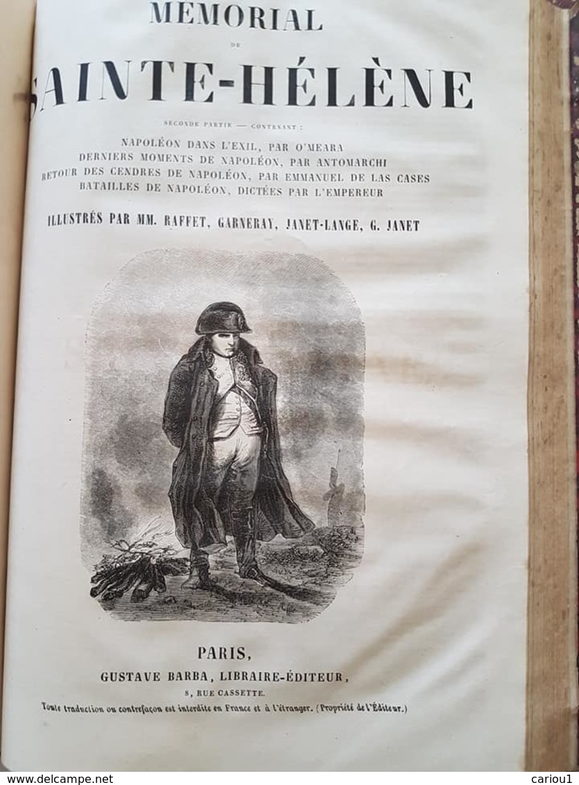 C1 NAPOLEON Las Cases MEMORIAL SAINTE HELENE Barba 1852 ILLUSTRE JANET LANGE - Français