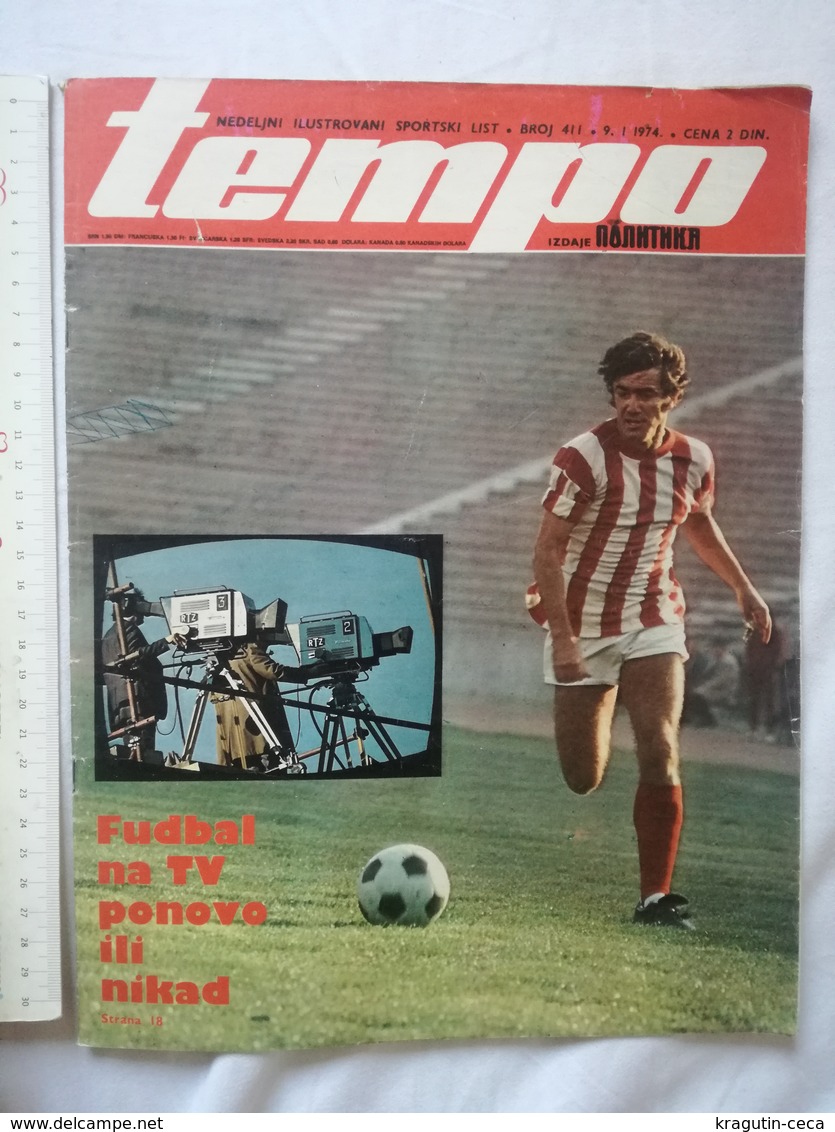 1974 TEMPO YUGOSLAVIA SERBIA SPORT FOOTBALL MAGAZINE NEWSPAPER WM74 ZAIRE  AFRICA HOLEND Renate Stecher BOX MARJAN BENES - Autres & Non Classés