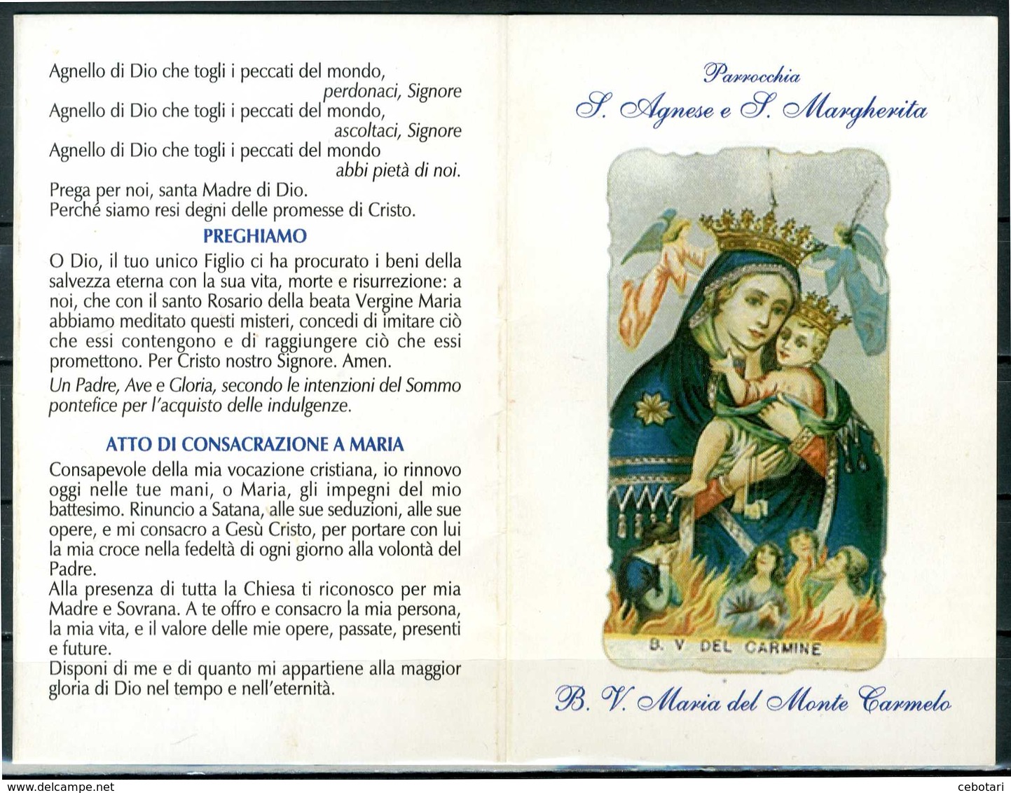 SANTINO - B.V. Maria SS. Del Carmine- Santino Pieghevole Come Da Scansione - Devotion Images