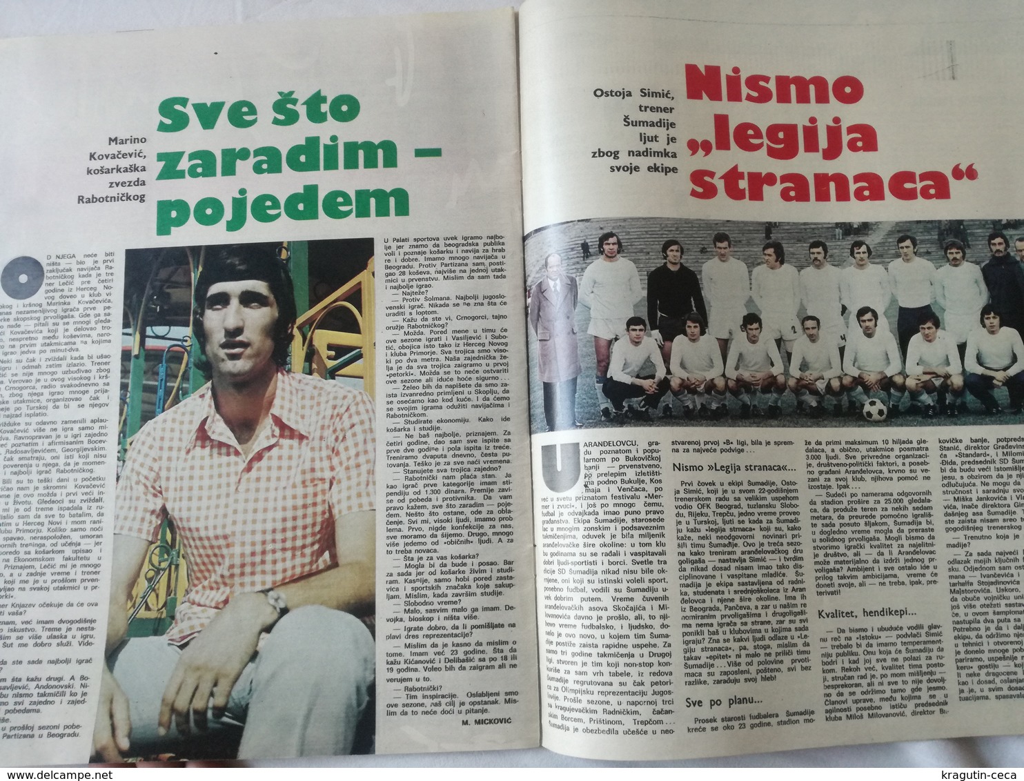 1973 TEMPO YUGOSLAVIA SERBIA SPORT FOOTBALL MAGAZINE NEWSPAPERS PARTIZAN ZVEZDA VARAZDIN HANDBALL WOMEN NATIONAL TEAM