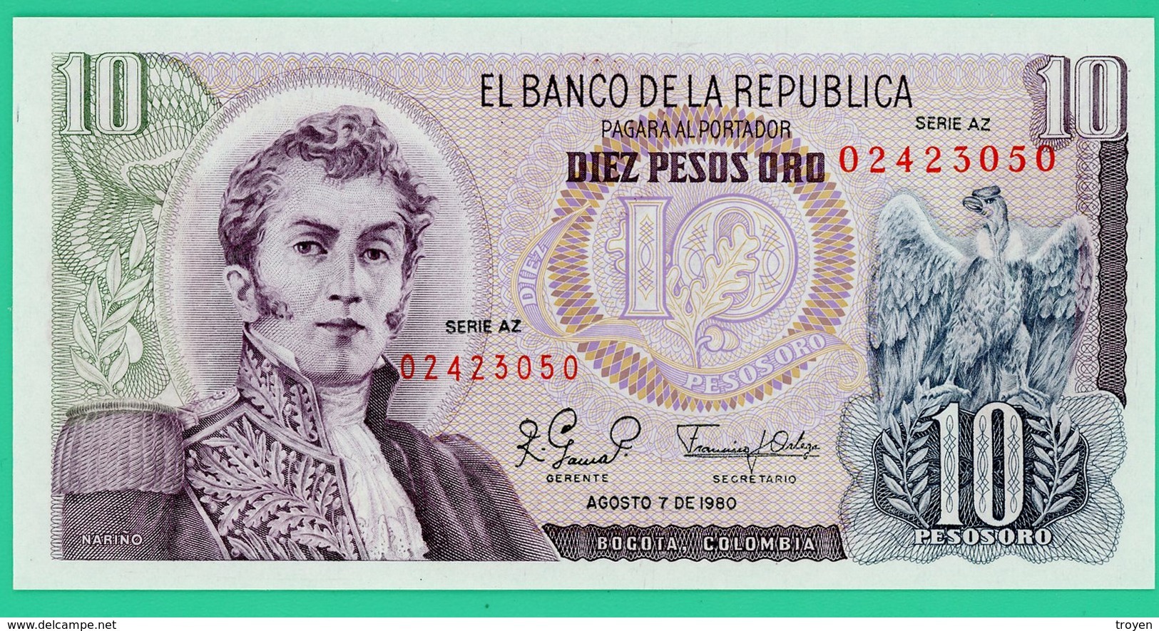 10 Pesos - Colombie - 1980 - N° 02423050 -   Neuf - - Kolumbien