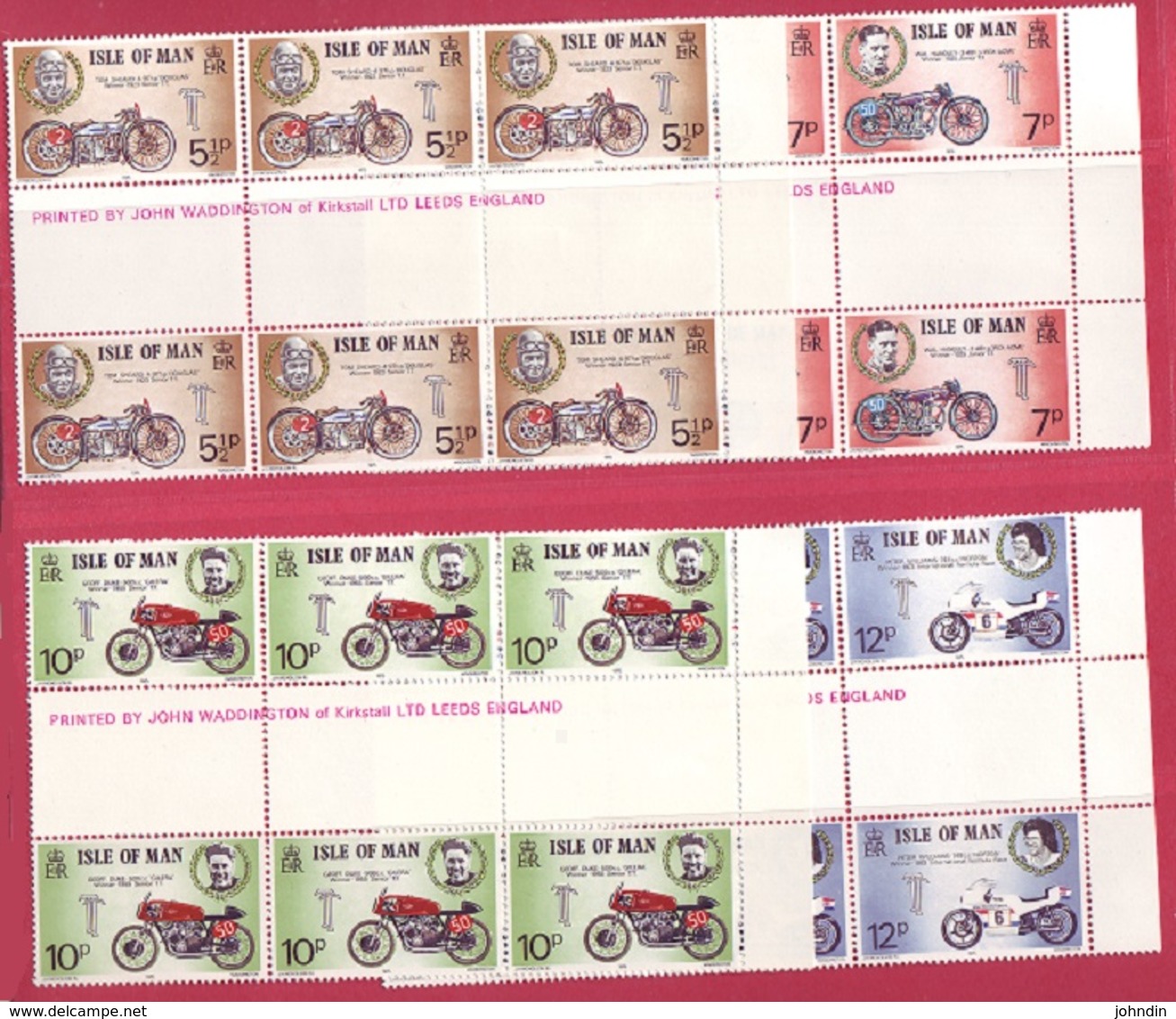 Isle Of Man 1975 TT Races Set Of 4 In Gutter Pairs Blocks Of 3 GP's (= 6 Sets) SG 63 To 66 - UM/MNH - IOM - Man (Insel)