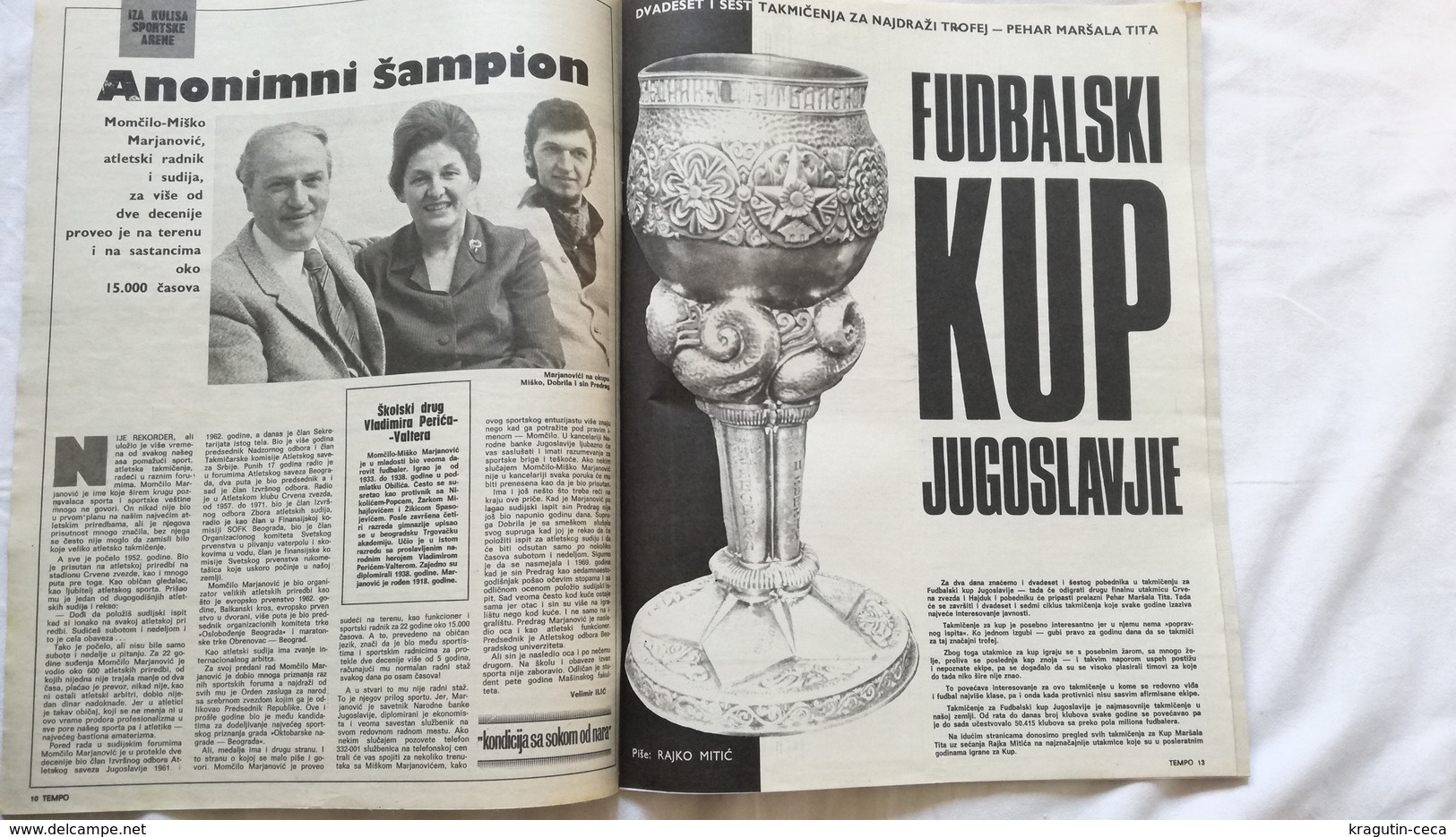 1973 TEMPO YUGOSLAVIA SERBIA SPORT FOOTBALL MAGAZINE NEWSPAPERS STATE CUP TITO MIROSLAV CERAR ATHLETICS FUSSBALL ZEITUNG - Other & Unclassified