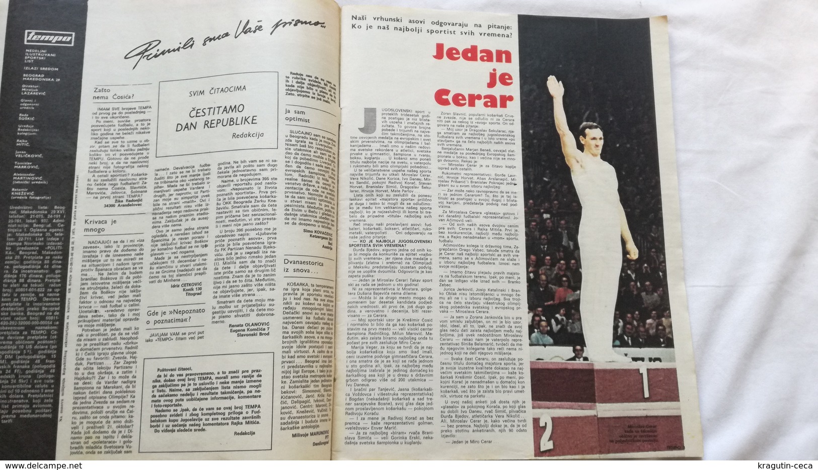 1973 TEMPO YUGOSLAVIA SERBIA SPORT FOOTBALL MAGAZINE NEWSPAPERS STATE CUP TITO MIROSLAV CERAR ATHLETICS FUSSBALL ZEITUNG