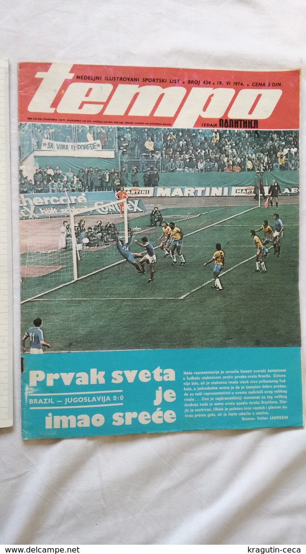 1974 TEMPO YUGOSLAVIA SERBIA SPORT FOOTBALL MAGAZINE NEWSPAPERS WM74 CHAMPIONSHIPS BRAZIL MATE PARLOV BOXING RADNICKI FC - Deportes