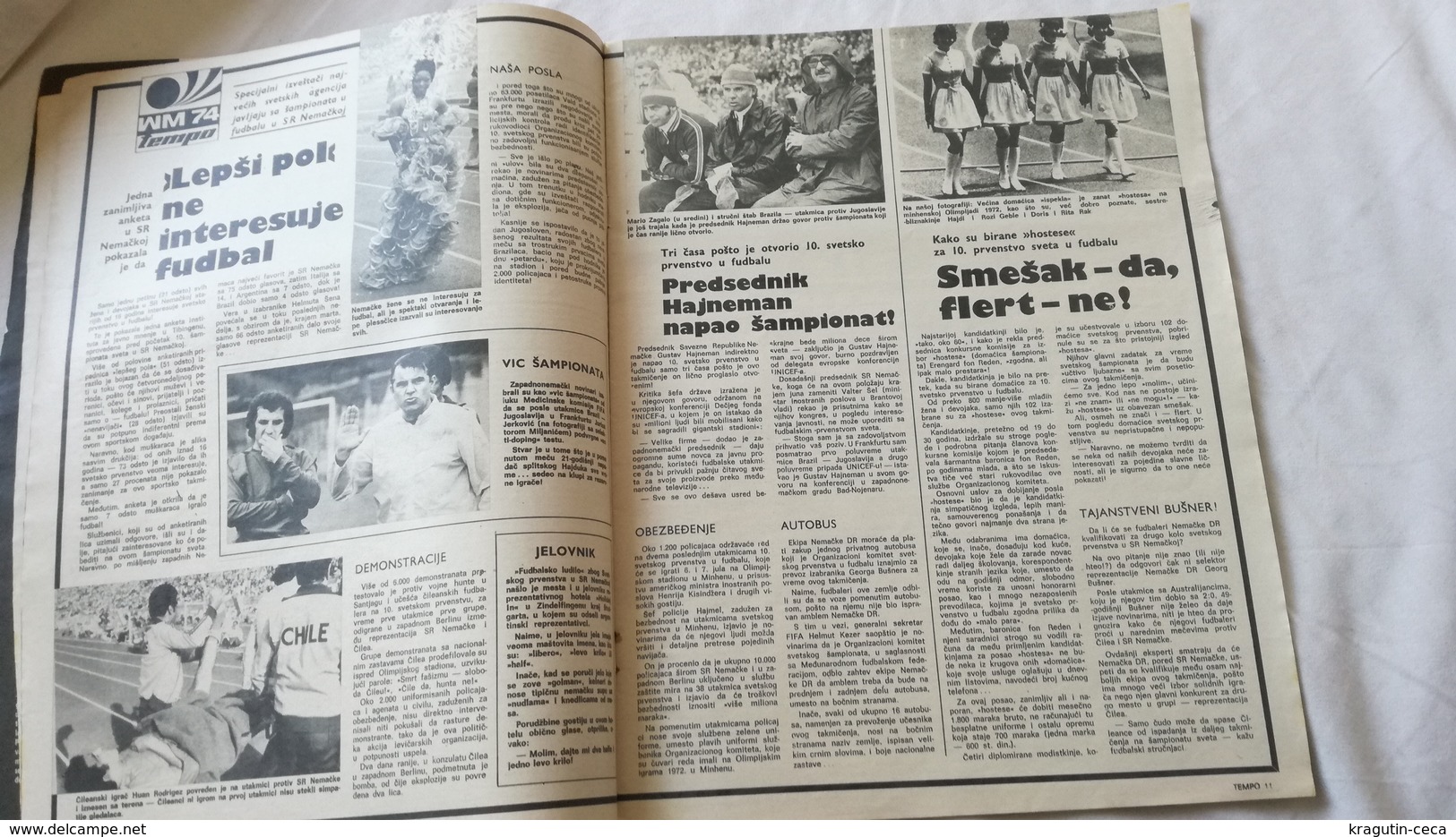 1974 TEMPO YUGOSLAVIA SERBIA SPORT FOOTBALL MAGAZINE NEWSPAPERS WM74 CHAMPIONSHIPS BRAZIL MATE PARLOV BOXING RADNICKI FC - Deportes