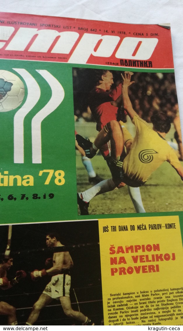 1978 TEMPO YUGOSLAVIA SERBIA SPORT FOOTBALL MAGAZINE NEWSPAPERS ARGENTINA CHAMPIONSHIPS MATE PARLOV BOXING ATHLETICS - Sports