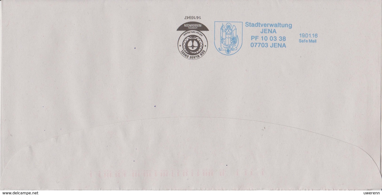 Deutschland (Thüringen) Jena, Stadtwappen. Moderne Privatpost Safe Mail Hermsdorf: Bedarfsbrief, Stadtverwaltung Jena - Enveloppes