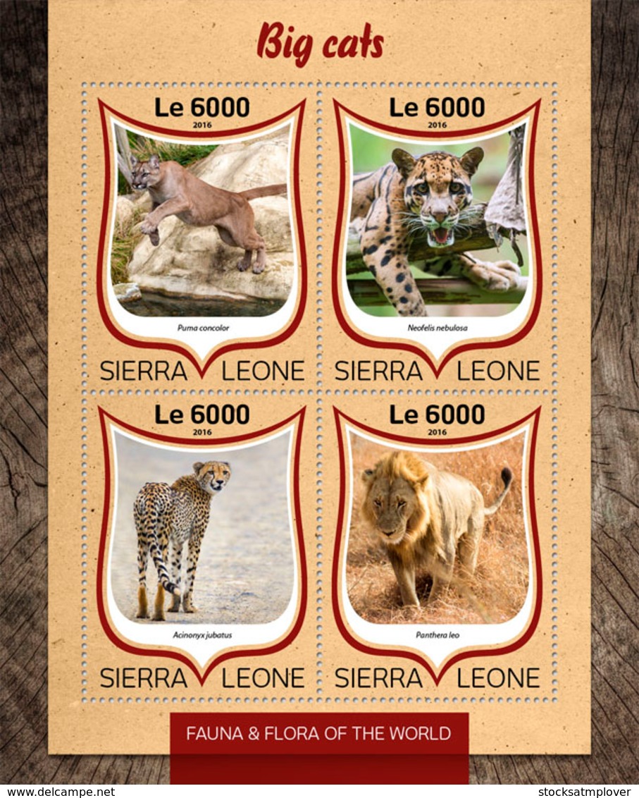 Sierra Leone 2016 Fauna  Big  Cats  , Lion ,cheeath - Sierra Leone (1961-...)