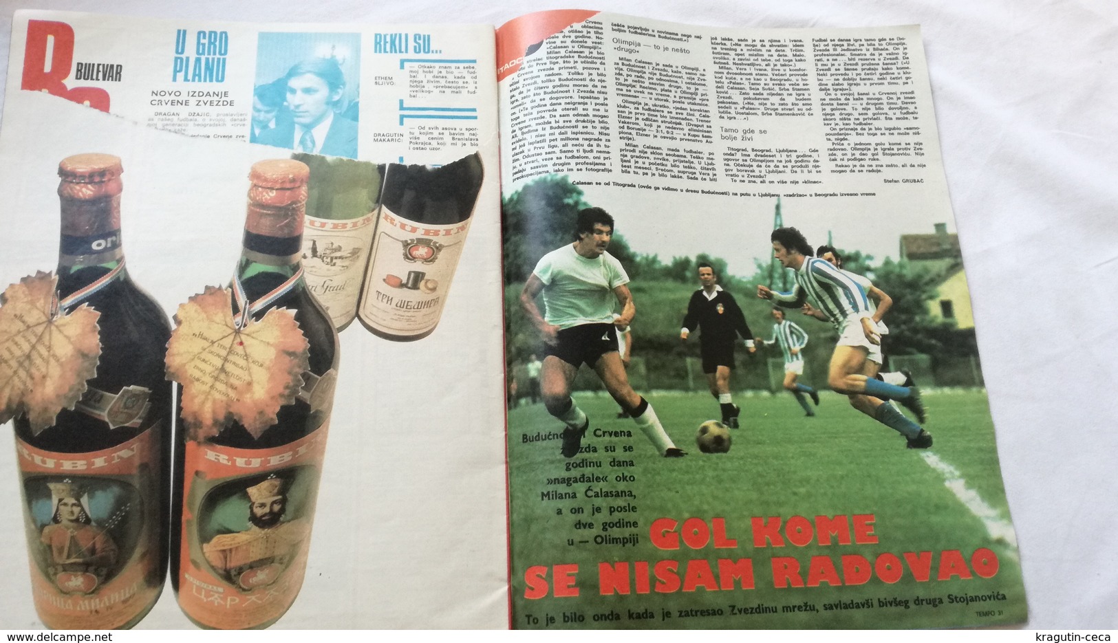 1978 TEMPO YUGOSLAVIA SERBIA SPORT FOOTBALL MAGAZINE NEWSPAPERS AJAX GYMNASTICS SLAVICA KUNDACIN Rubén Hugo Ayala ZVEZDA