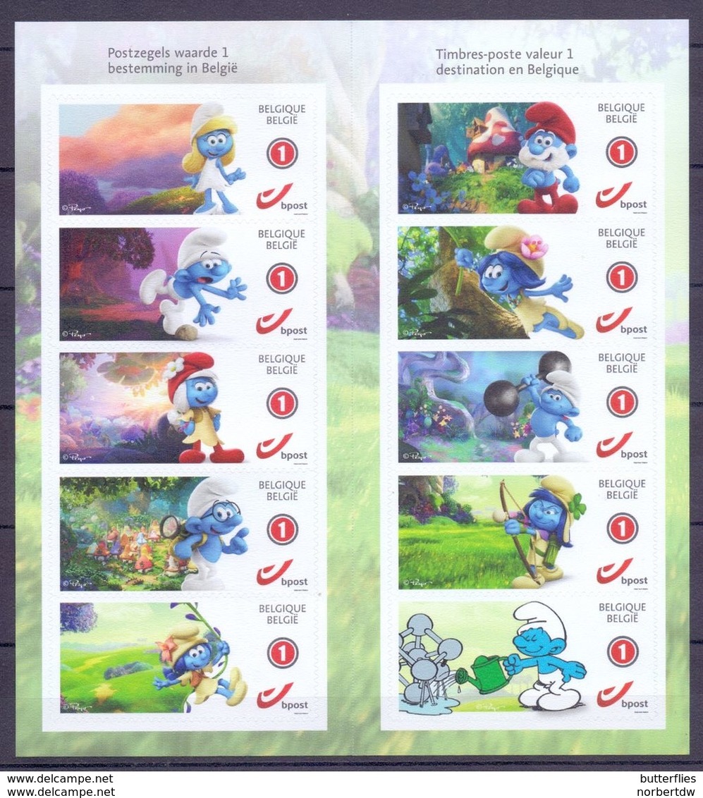 Belgium**THE SMURFS-BOOKLET 10 DUOSTAMPS-COMICS-Bande Dessinée-2018-MNH - Unused Stamps