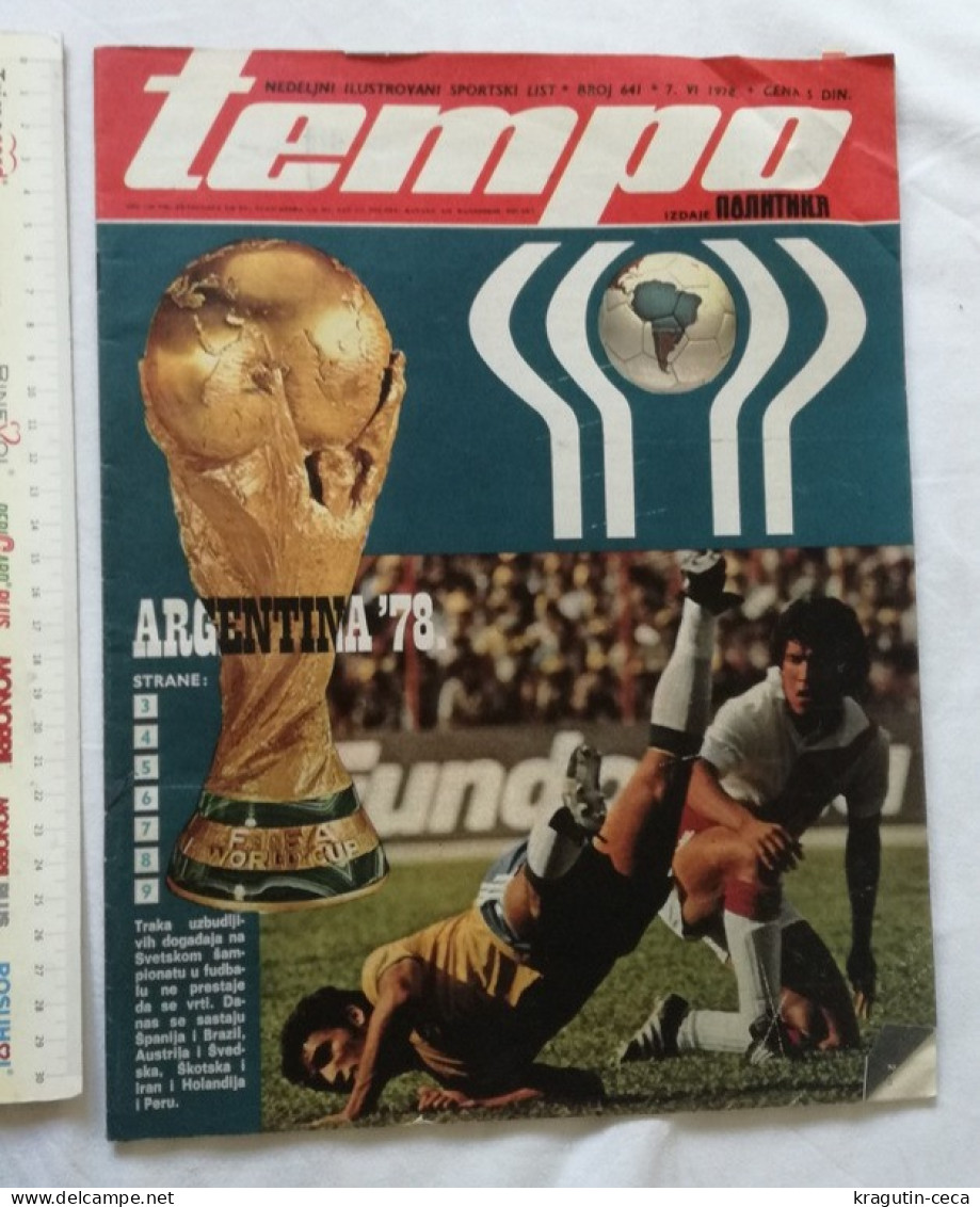 1978 TEMPO YUGOSLAVIA SERBIA SPORT FOOTBALL MAGAZINE NEWSPAPERS ARGENTINA CHAMPIONSHIPS BEN WEIDER BODY BUILDING CHESS - Deportes