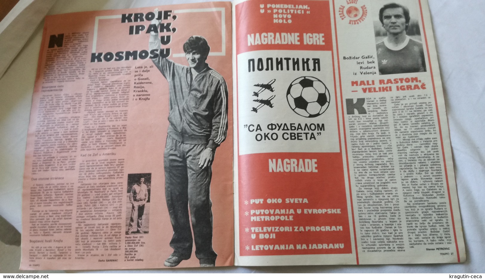 1978 TEMPO YUGOSLAVIA SERBIA SPORT FOOTBALL MAGAZINE NEWSPAPERS VICTOR GALINDEZ AJAX REAL MADRID RED STAR