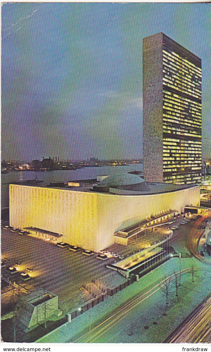 Postcard - United Nations At Night - Card No. DR-70339-B - Posted, Date Obscured - VG - Unclassified