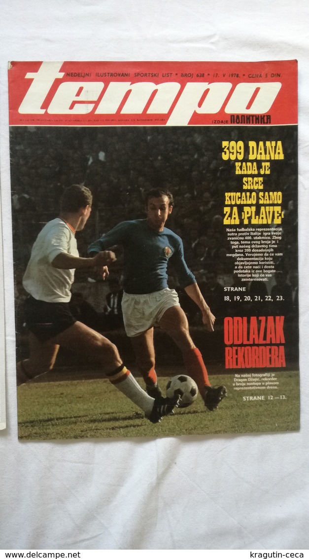 1978 TEMPO YUGOSLAVIA SERBIA SPORT FOOTBALL MAGAZINE NEWSPAPER ARGENTINA DRAGAN DZAJIC César Luis Menotti RIJEKA MARIBOR - Autres & Non Classés