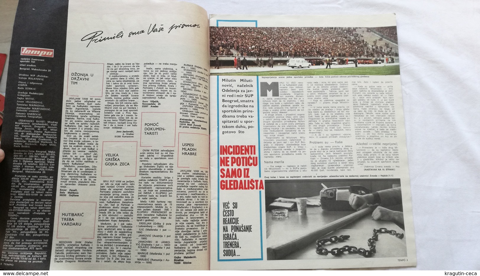 1978 TEMPO YUGOSLAVIA SERBIA SPORT FOOTBALL MAGAZINE NEWSPAPER ARGENTINA DRAGAN DZAJIC César Luis Menotti RIJEKA MARIBOR - Autres & Non Classés