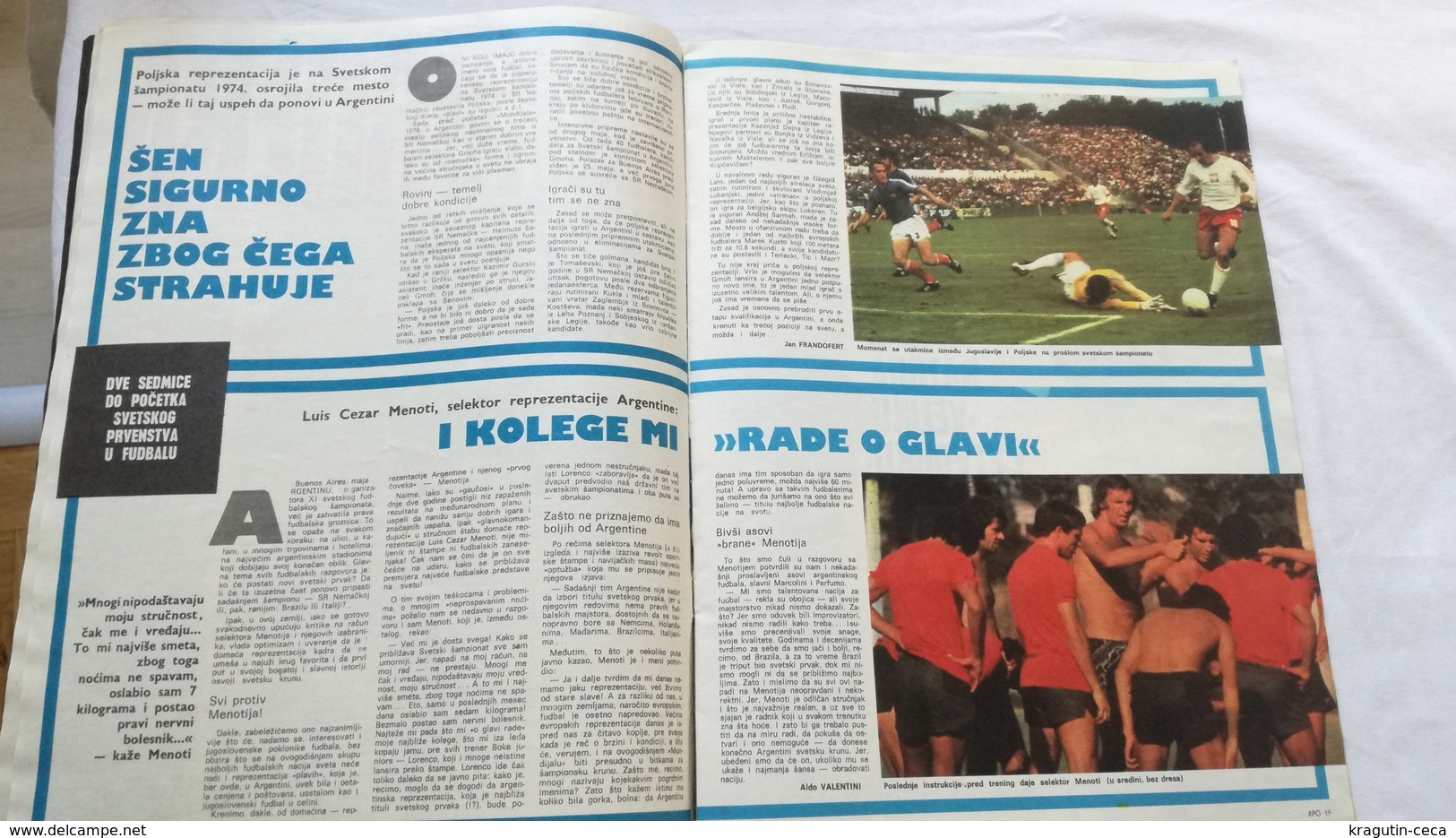 1978 TEMPO YUGOSLAVIA SERBIA SPORT FOOTBALL MAGAZINE NEWSPAPER ARGENTINA DRAGAN DZAJIC César Luis Menotti RIJEKA MARIBOR