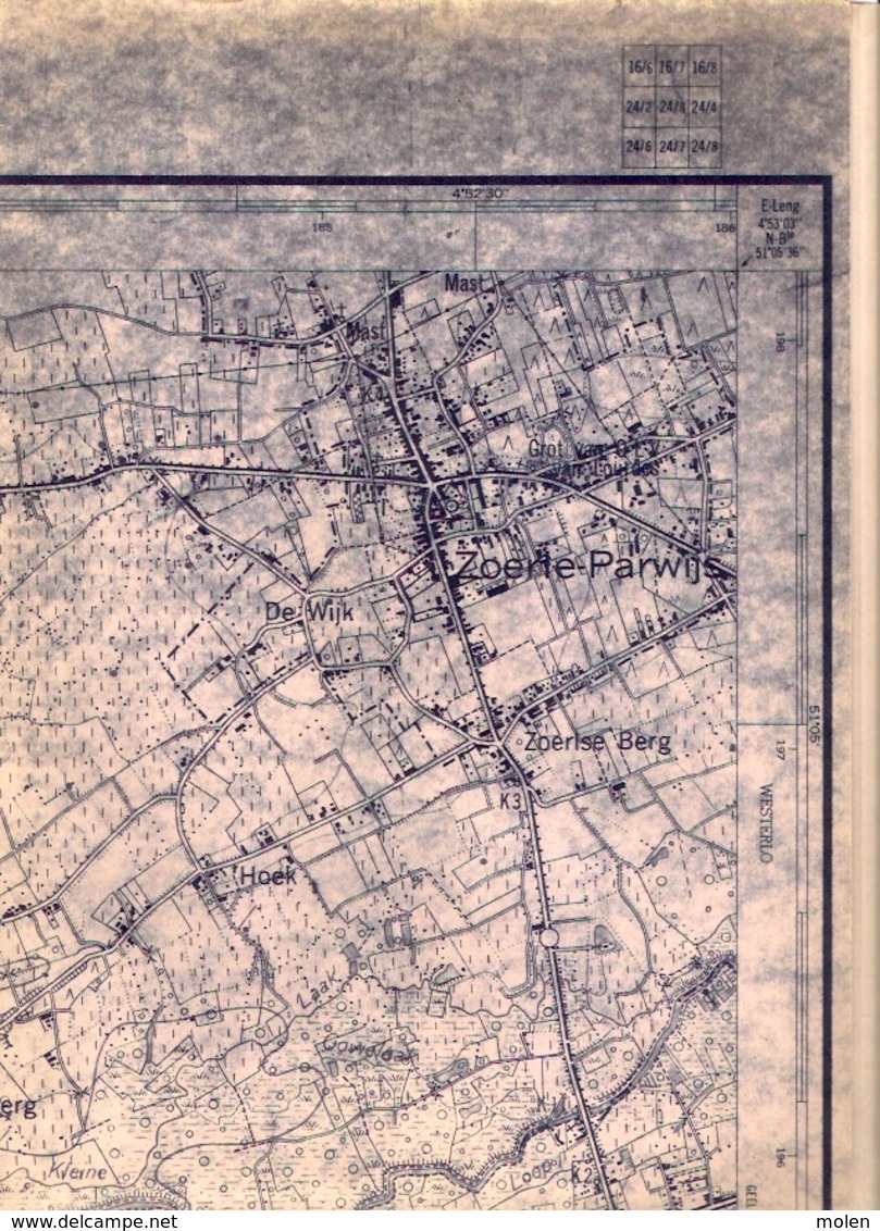 STAFKAART 1/10.000 BOOISCHOT Heist-op-den Berg Sit 1951 HULSHOUT HERSELT BEGIJNENDIJK HOUTVENNE RAMSEL WESTMEERBEEK S384 - Heist-op-den-Berg