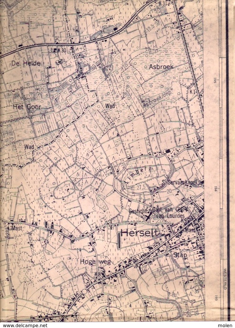 STAFKAART 1/10.000 BOOISCHOT Heist-op-den Berg Sit 1951 HULSHOUT HERSELT BEGIJNENDIJK HOUTVENNE RAMSEL WESTMEERBEEK S384