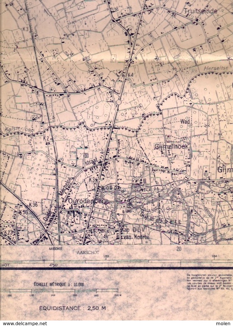 STAFKAART 1/10.000 BOOISCHOT Heist-op-den Berg Sit 1951 HULSHOUT HERSELT BEGIJNENDIJK HOUTVENNE RAMSEL WESTMEERBEEK S384