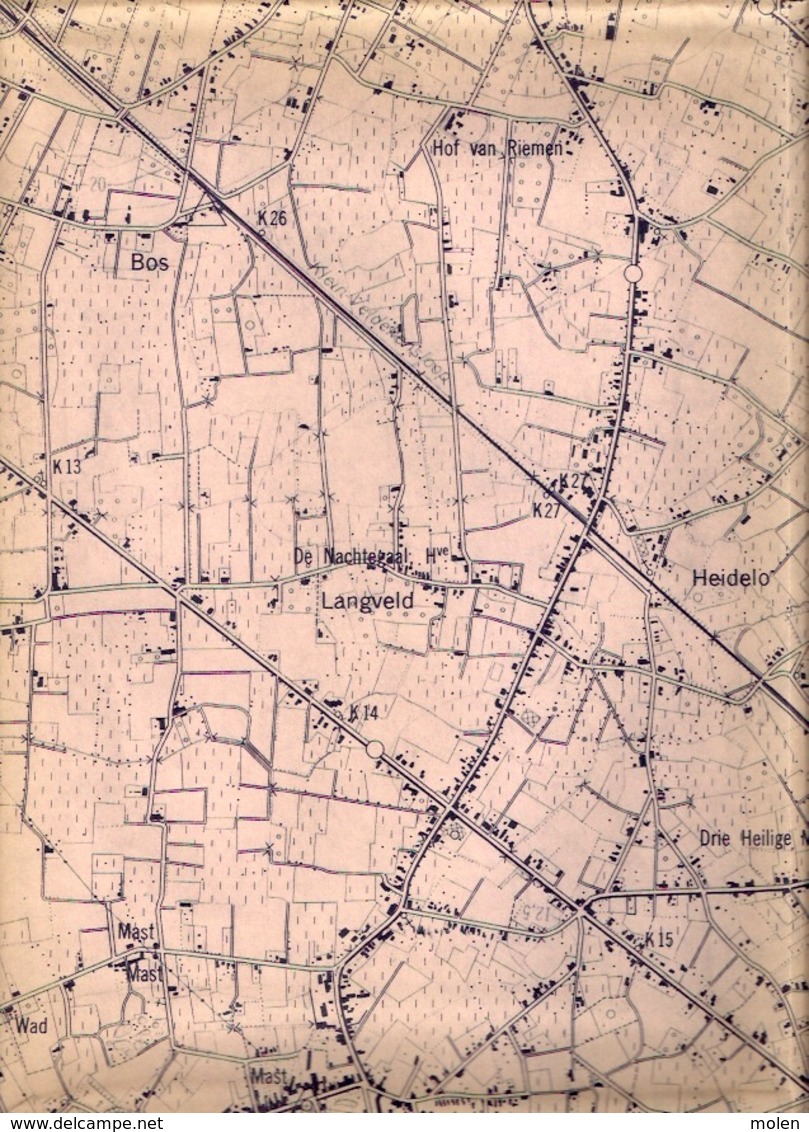 STAFKAART 1/10.000 HEIST-OP-DEN-BERG meting1951 BEERZEL SCHRIEK GROOTLO HALLAAR GOOR PIJPELHEIDE HEIKANT Tremelo S386