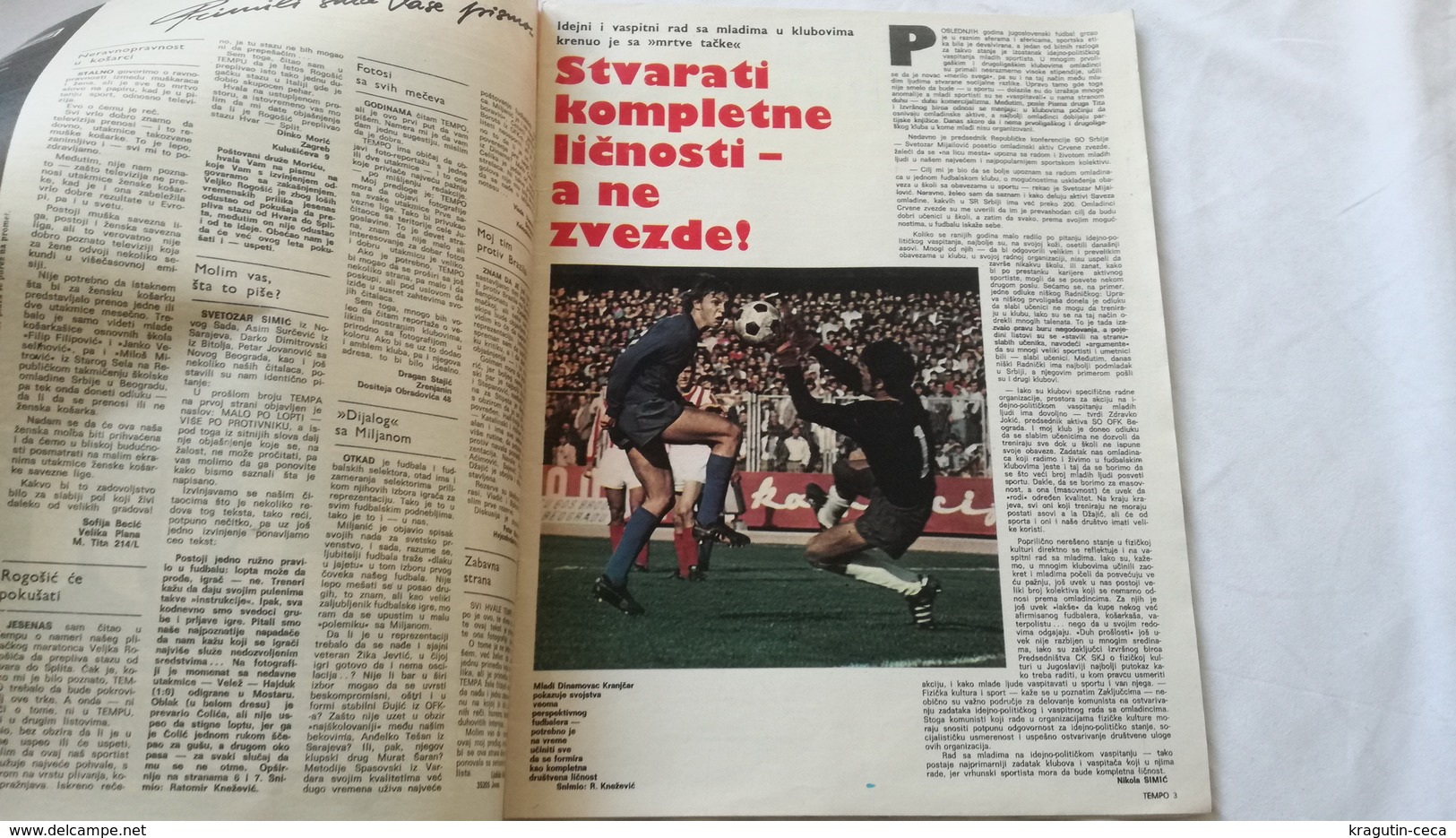 1974 TEMPO YUGOSLAVIA SERBIA SPORT FOOTBALL MAGAZINE NEWSPAPERS HAJDUK MATO GAVRAN CELIK BASKETBALL GYMNASTICS RIJEKA FC