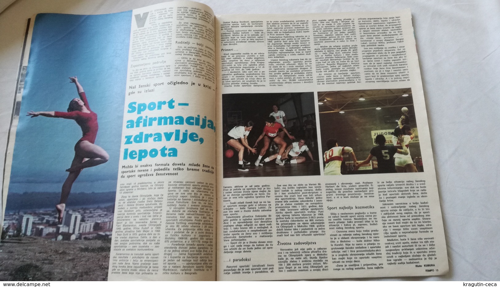 1974 TEMPO YUGOSLAVIA SERBIA SPORT FOOTBALL MAGAZINE NEWSPAPERS HAJDUK MATO GAVRAN CELIK BASKETBALL GYMNASTICS RIJEKA FC