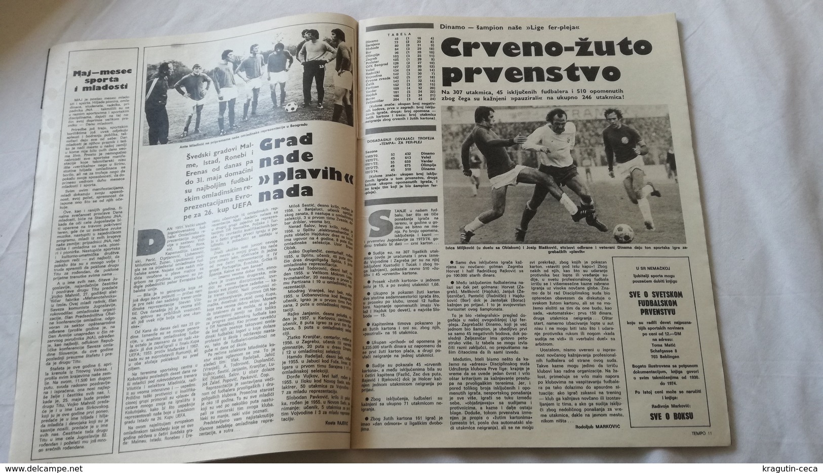 1974 TEMPO YUGOSLAVIA SERBIA SPORT FOOTBALL MAGAZINE NEWSPAPERS BASKETBALL HANDBALL RADNICKI BAYERN FC RED STAR CHAMPION