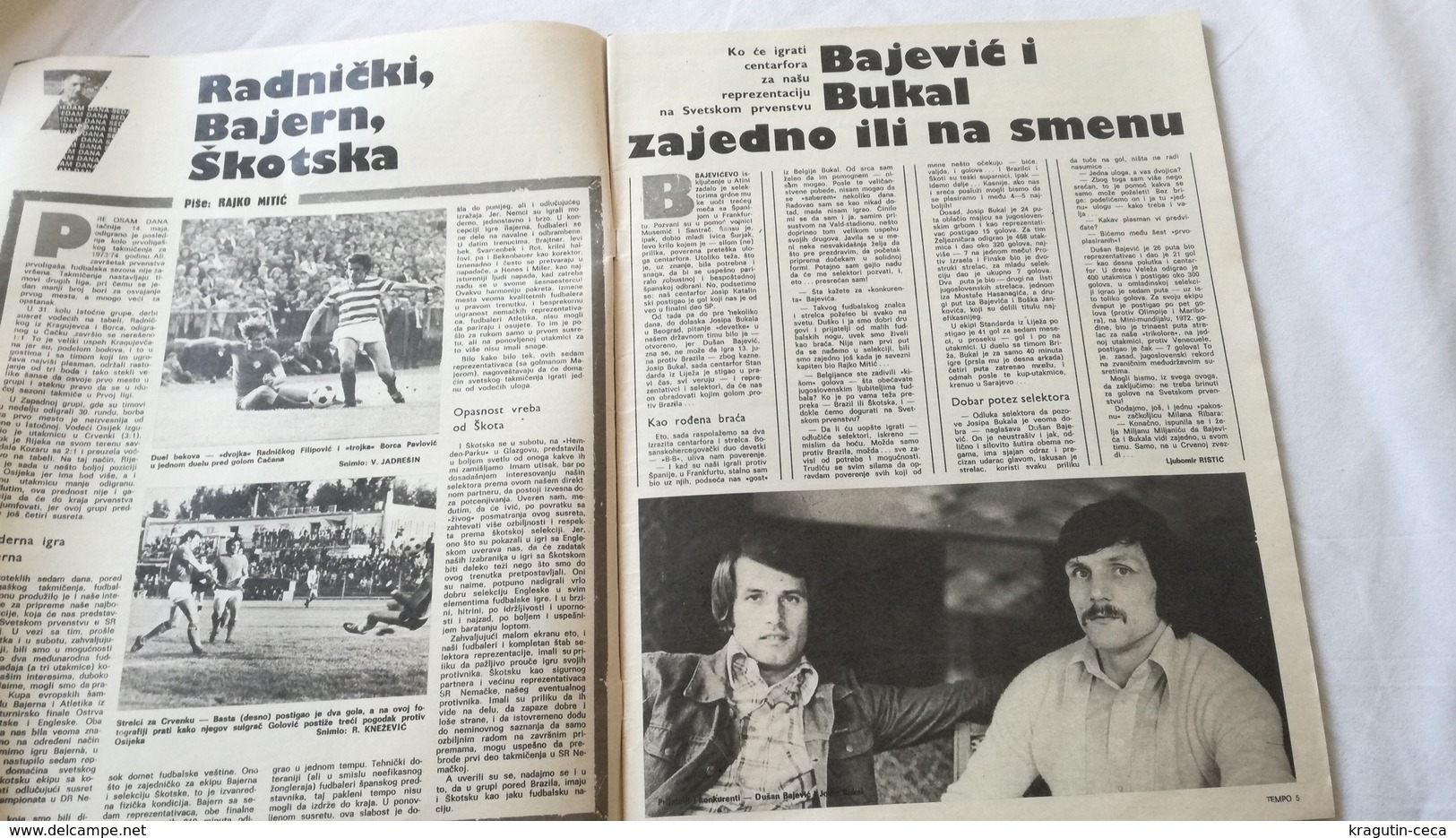 1974 TEMPO YUGOSLAVIA SERBIA SPORT FOOTBALL MAGAZINE NEWSPAPERS BASKETBALL HANDBALL RADNICKI BAYERN FC RED STAR CHAMPION