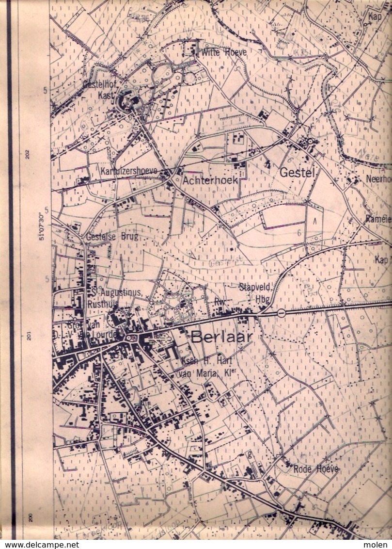 GROTE STAFKAART 1/10.000 BERLAAR meting1971 NIJLEN BOUWEL HERENTHOUT BEVEL ITEGEM BERNUM MELKOUWEN UILENBERG DORSEL S391