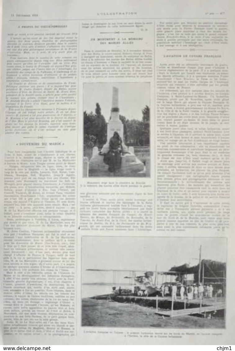 L'aviation Francaise En Guyane - Le Premier Hydravion Monté Sur Les Bords Du Maroni - Page Original 1919 - Historische Dokumente