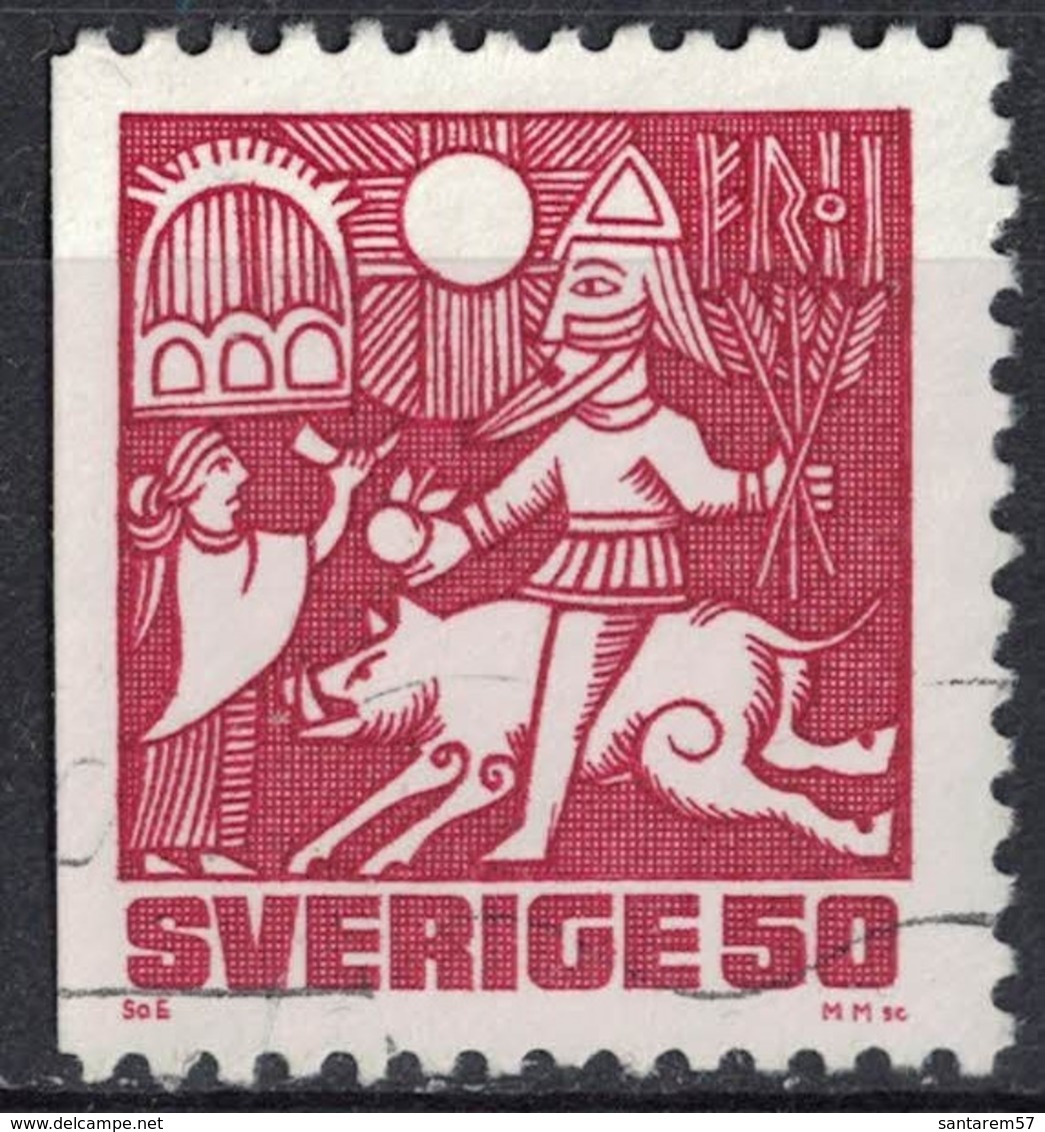 Suède 1981 Oblitéré Used Animaux Mythologiques Scène De Chasse - Gebraucht