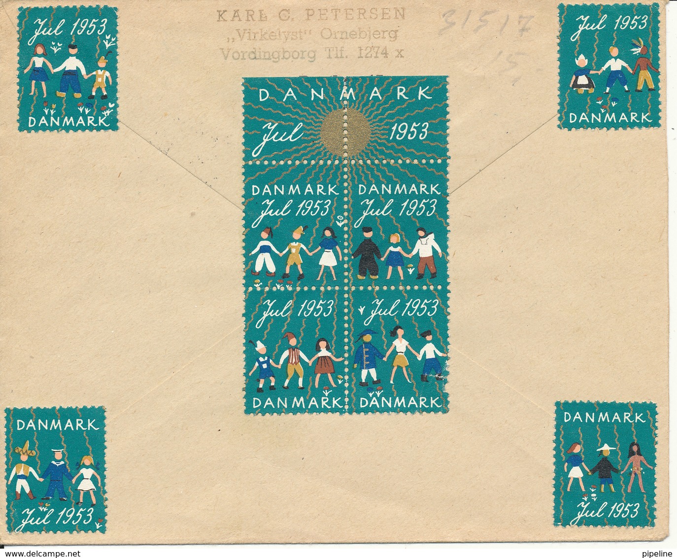 Denmark Registered Cover Vordingborg 12-12-1953 Sent To Finland Christmas Seals On The Backside Of The Cover - Lettres & Documents