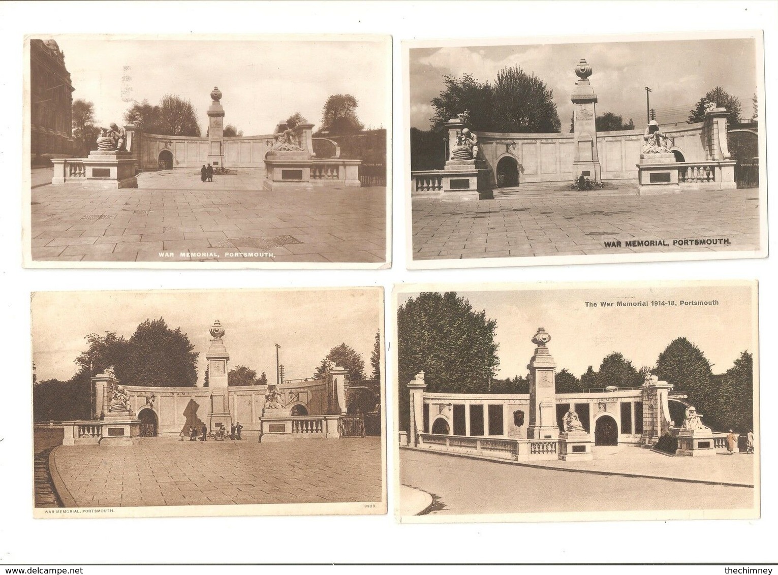 4 FOUR ALL DIFFERENT OLD POSTCARDS OF PORTSMOUTH WAR MEMORIAL NR  SOUTHSEA HAMPSHIRE - Portsmouth